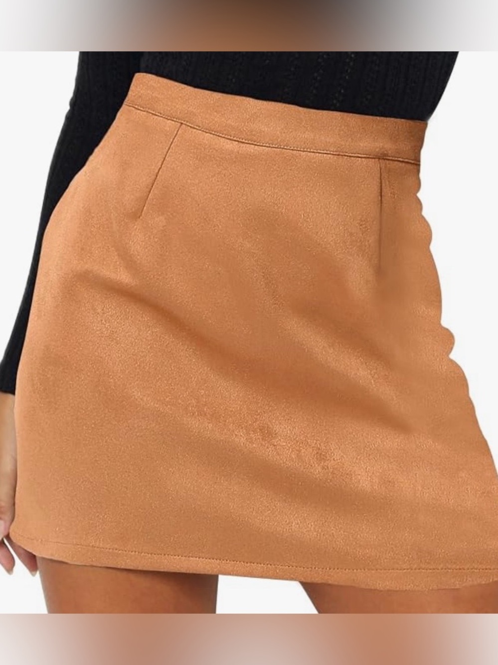 NWT Lyaner Sleek Camel Mini Skirt - Classic A-Line Women's faux suede - size XL